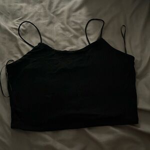 Black spaghetti strap crop top